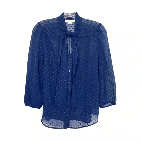 Forever 21 Swiss Dot Sheer Button Up Blouse - Picture 1 of 5